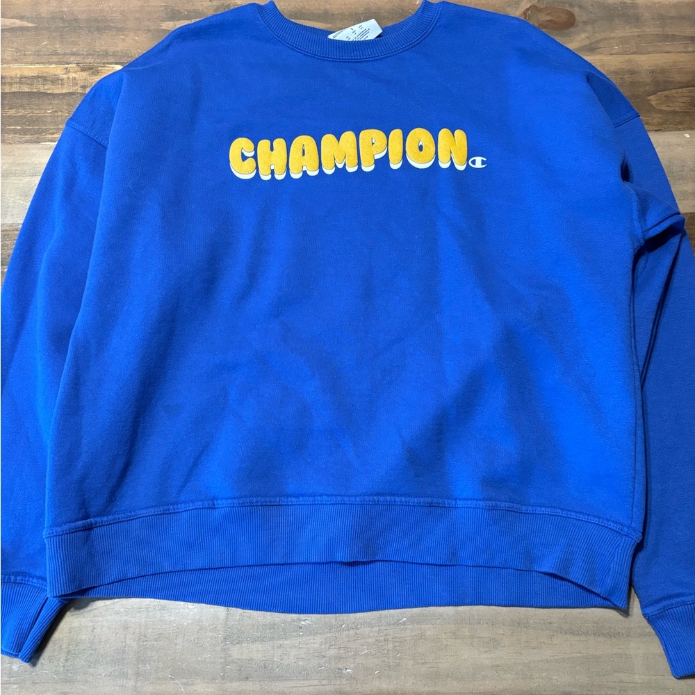 Champion Men's Crewneck Sweater in Blue and Yellow